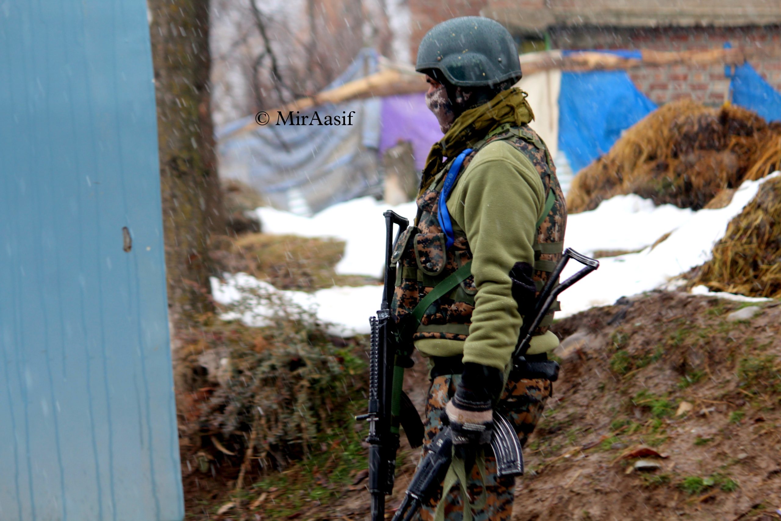 CRPF Personnel Holding Weapons During Encounter at Kilbal Area of Shopian District