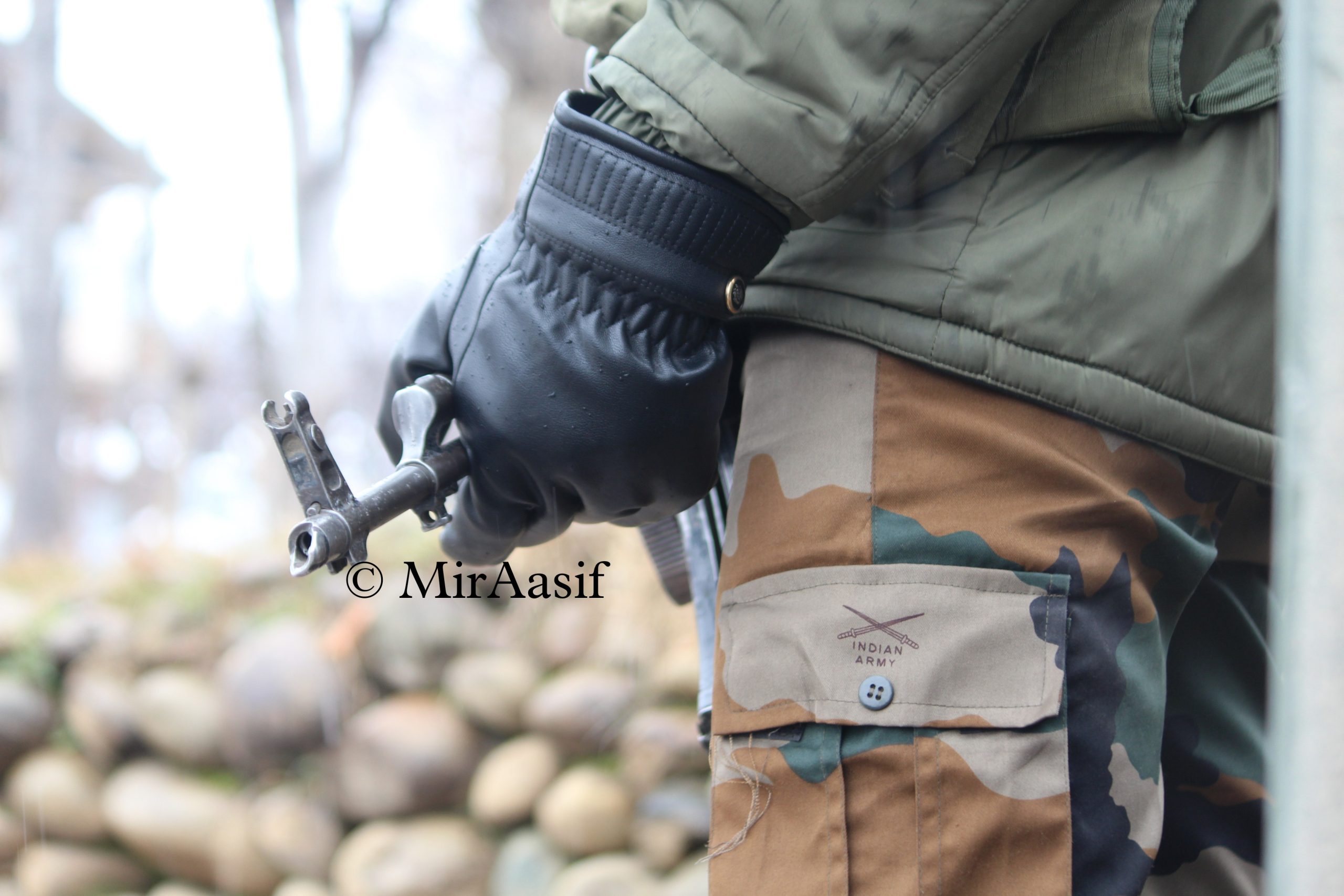 CRPF Personnel Holding Weapons During Encounter at Kilbal Area of Shopian District Photo || Mir Aasif