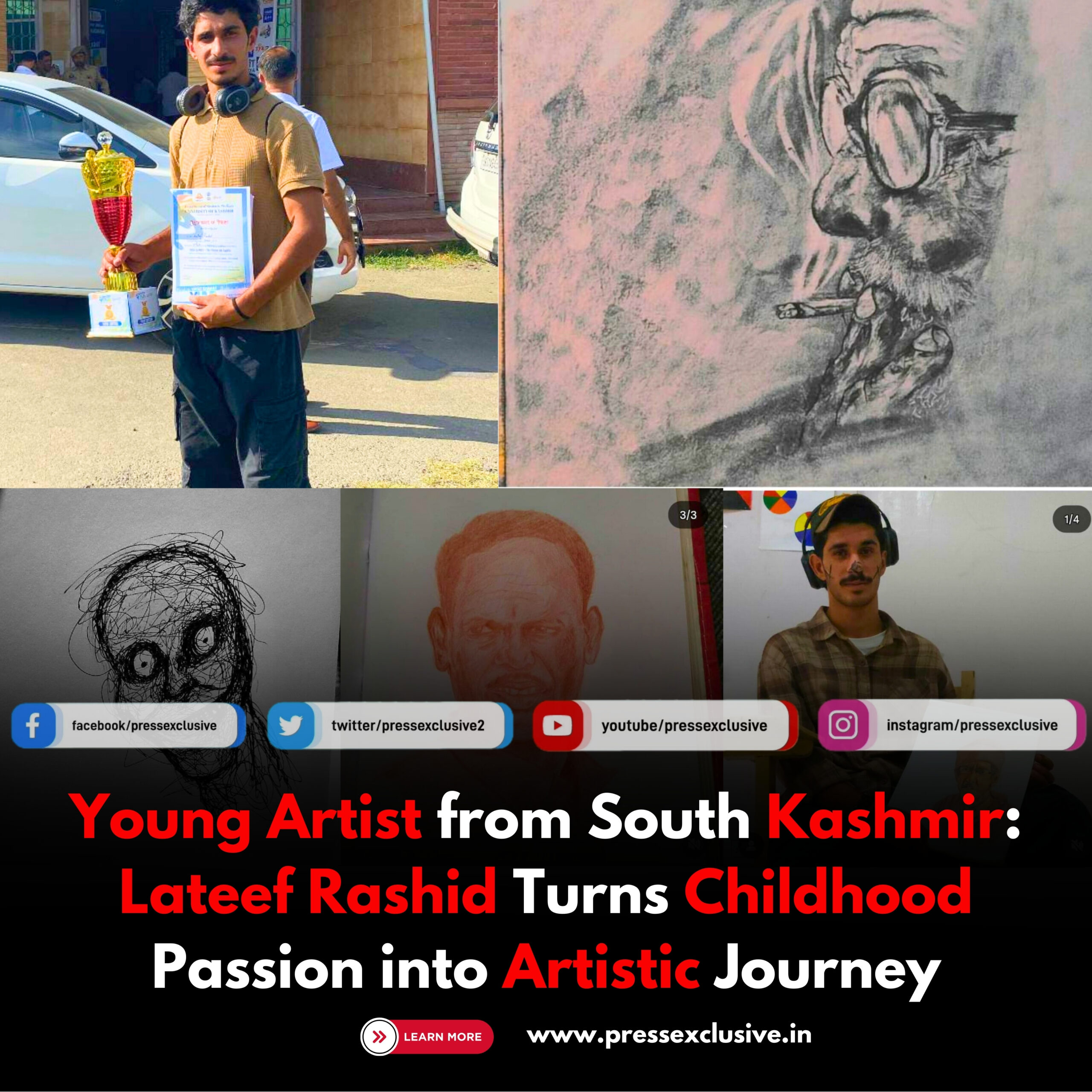 Young Artist from South Kashmir: Lateef Rashid Turns Childhood Passion into Artistic Journey