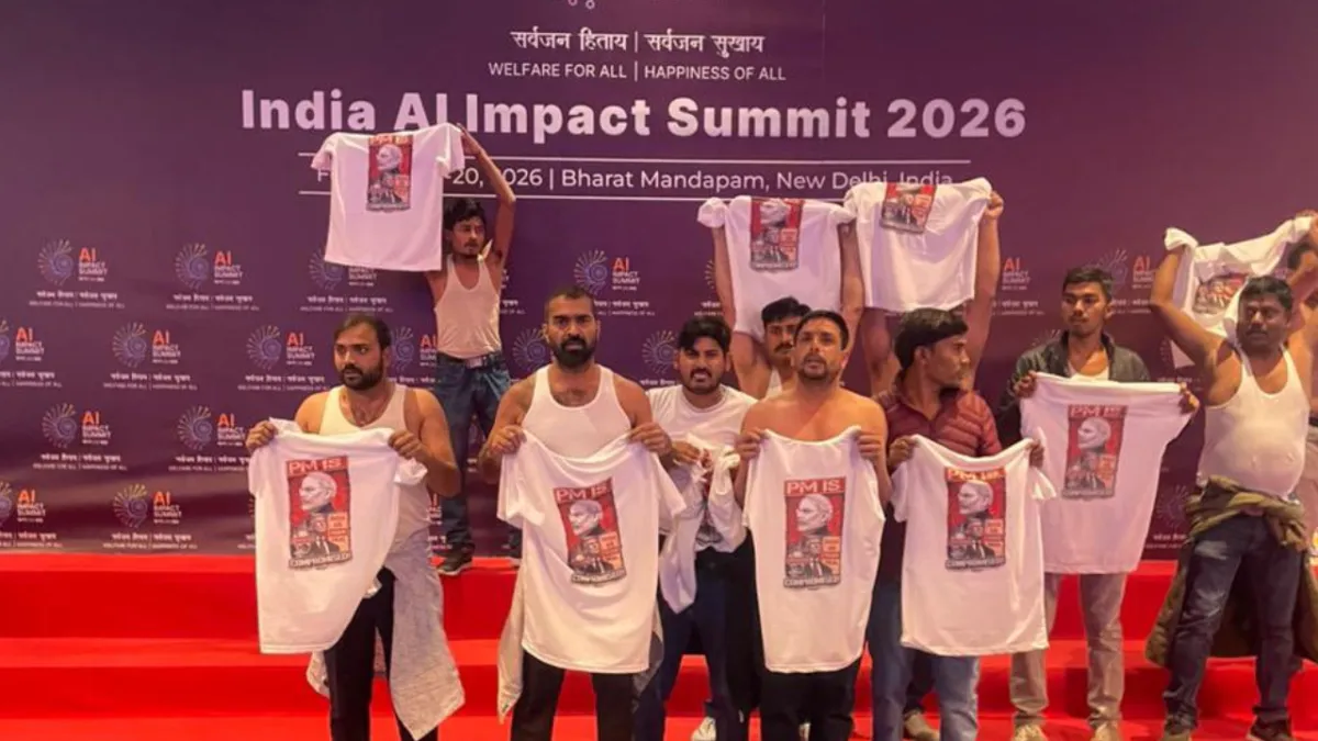Youth Congress Workers Detained Over Shirtless Protest at AI Summit, BJP Calls It 'National Shame'