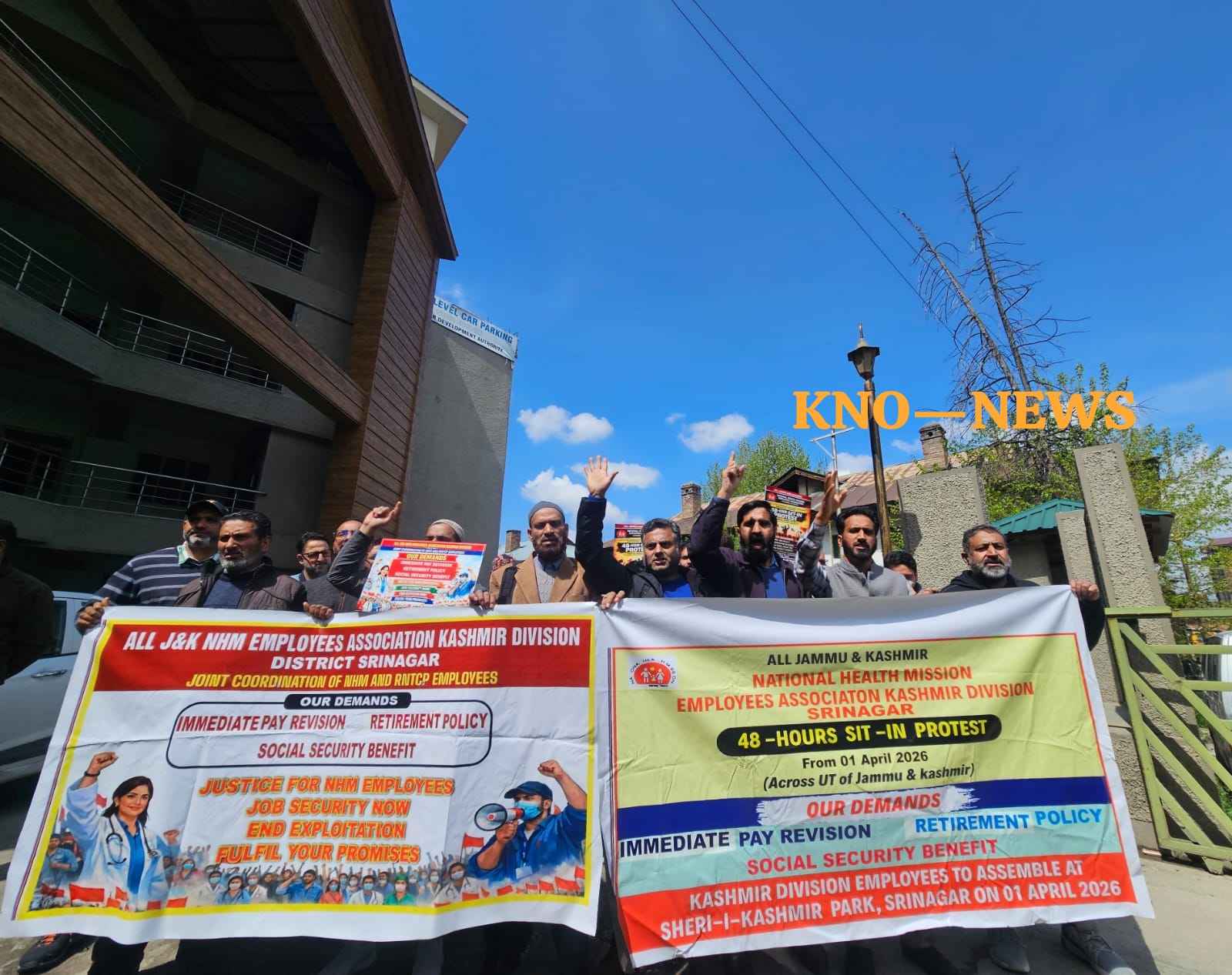 NHM Employees Commence 48-Hour Sit-In in Srinagar to Press for Their Demands